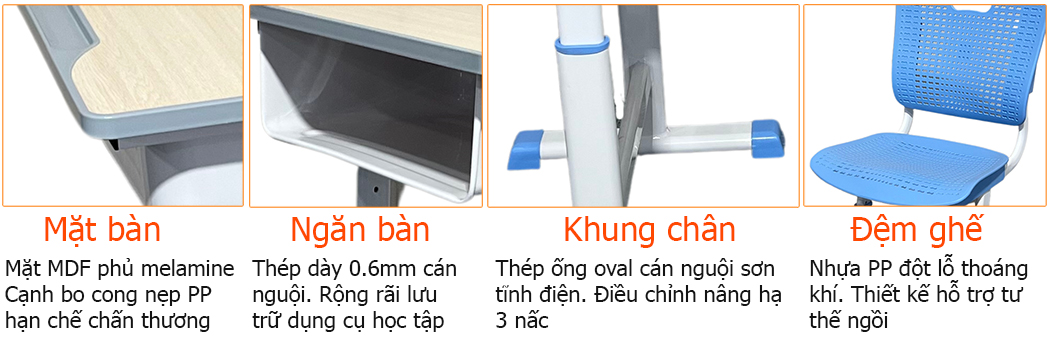 Cấu tạo của bộ bàn ghế học sinh SET03