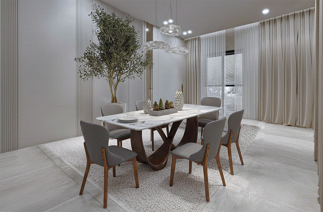 Bàn ăn mặt đá BA512 kết hợp cùng GA514