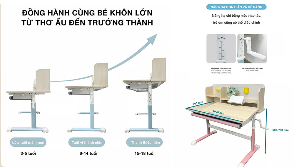 Bàn ghế học sinh thông minh chống gù cận JD-303L