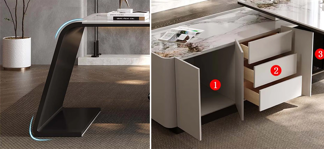 Bàn giám đốc MT1068 mặt đá tinh tế trên từng đường nét