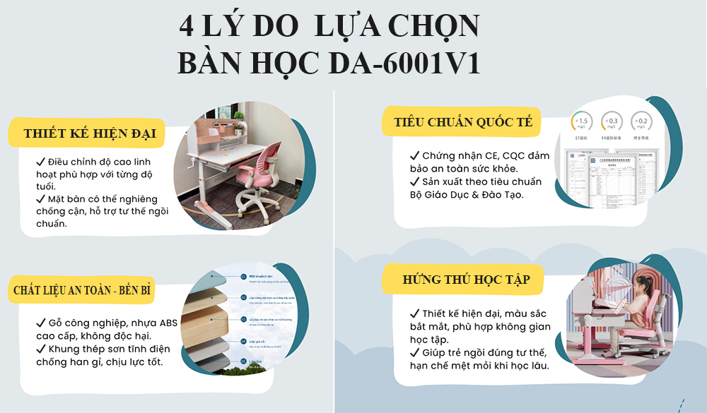 Bàn học chống gù chống cận DA-6001V1