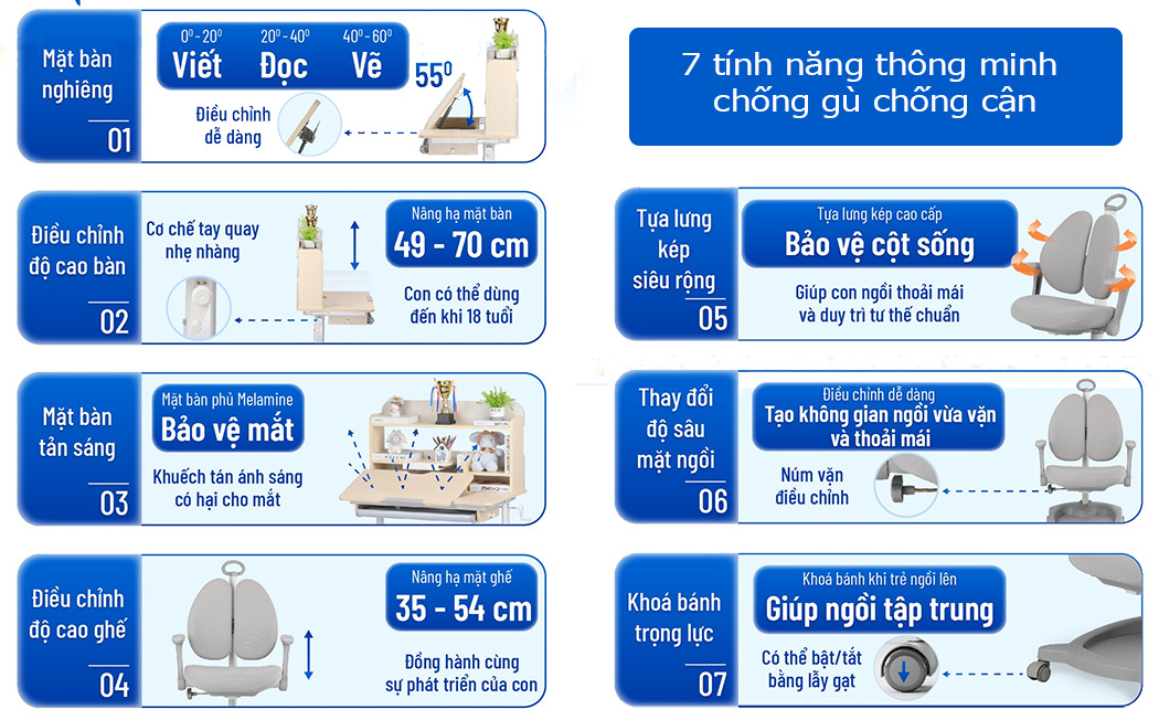 7 tính năng thông minh của bộ bàn ghế BGTM15