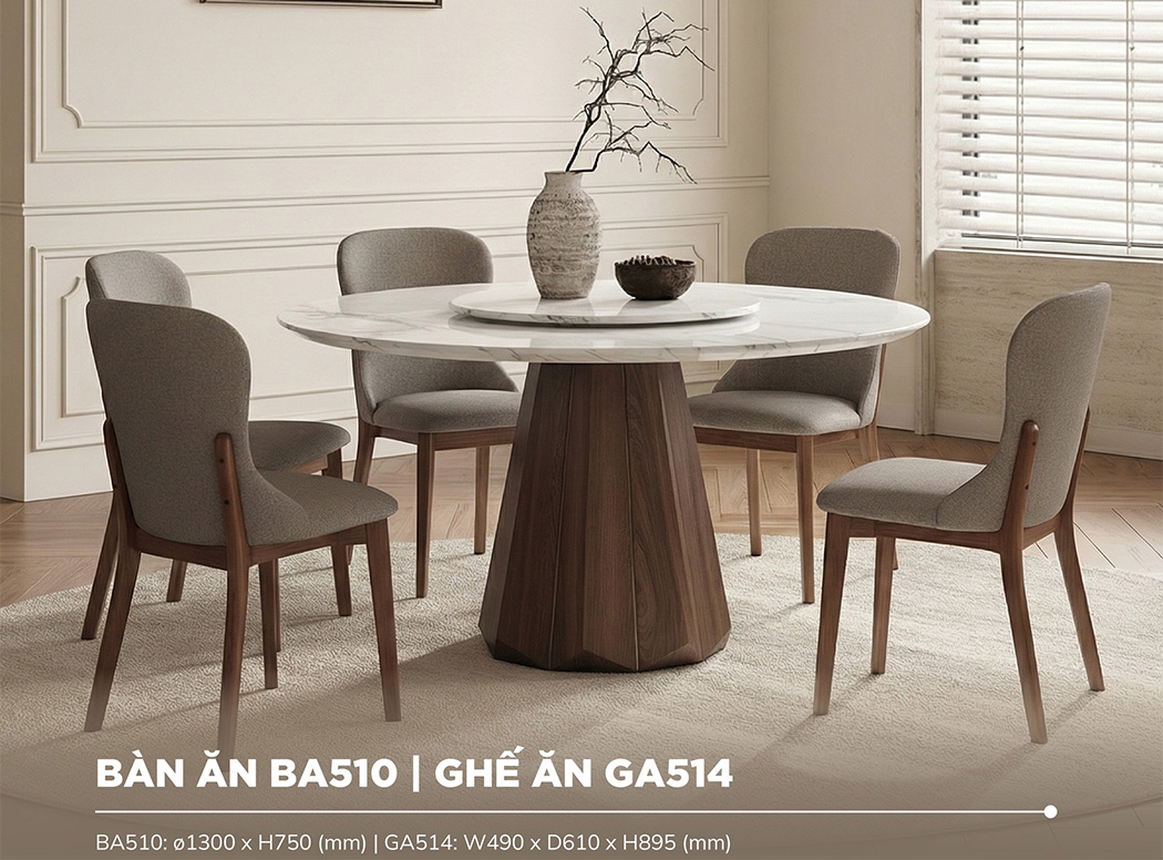Ghế GA514 khi kết hợp cùng bàn ăn BA510