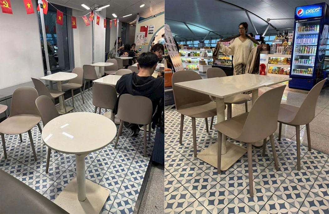 Ghế cafe 3000 màu ghi setup tại cửa hàng tiện lợi