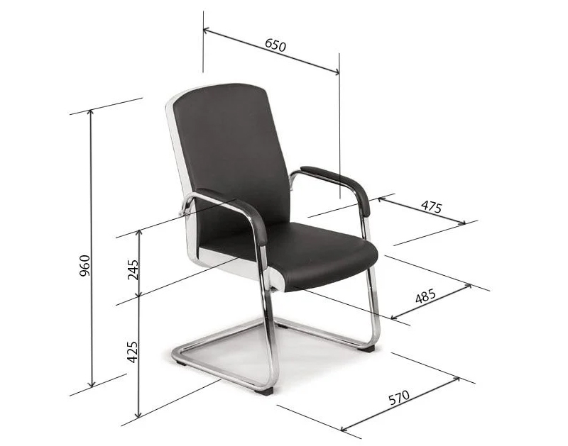 Chi tiết kích thước ghế họp GQ15