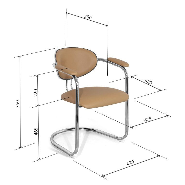 Chi tiết kích thước ghế họp GQ16-M