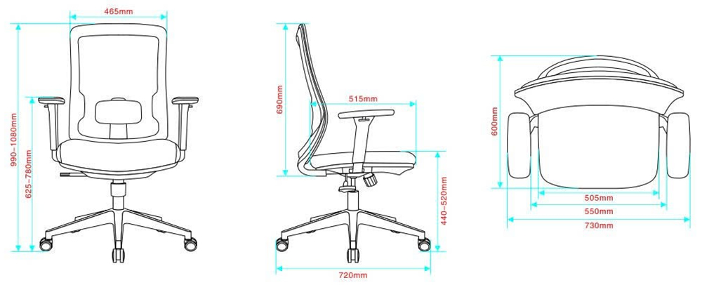 Chi tiết kích thước ghế LMT189B-1