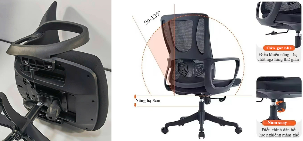 Ghế lưới B286 dể dàng thao tác