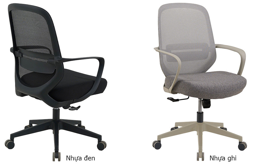 Ghế lưới GL234 nhựa đen và ghi