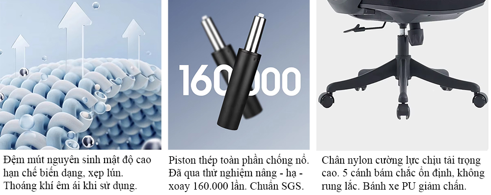 Chất liệu ghế lưới lưng cao A286