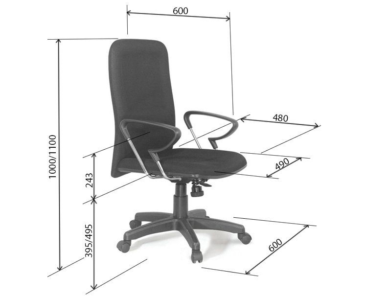 Chi tiết kích thước ghế nhân viên GX08B