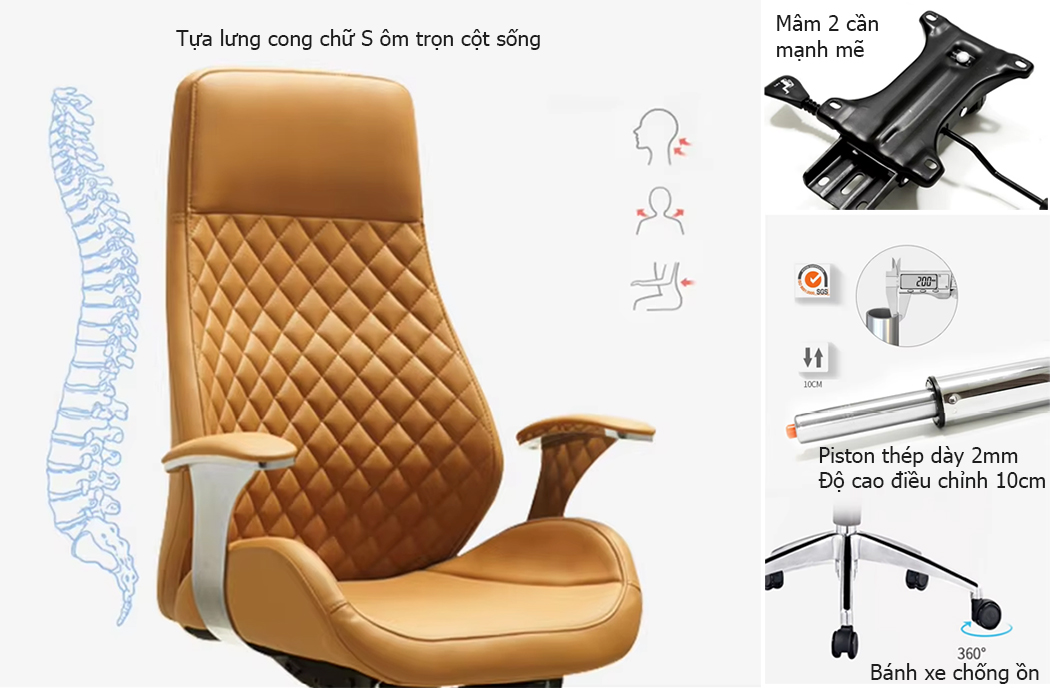 Mâm ghế ghế sếp nữ 2445 điều chỉnh được 3 chế độ