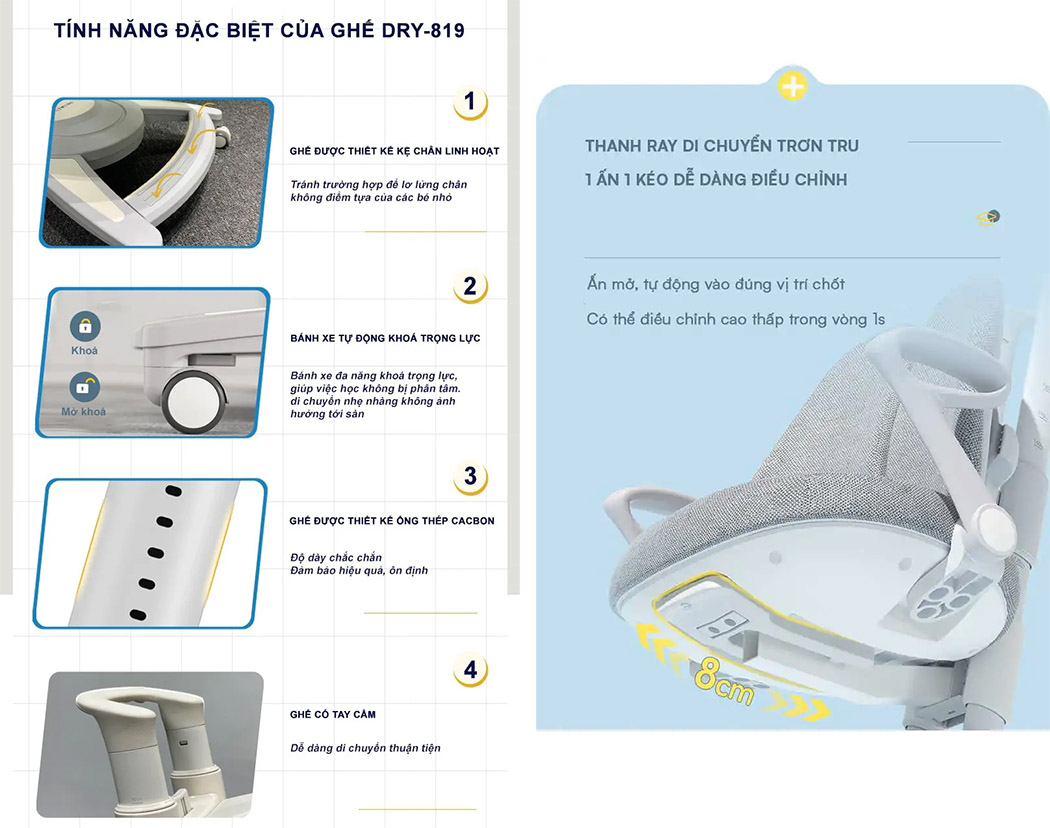 Ghế DRY-819 điều chỉnh dể dàng