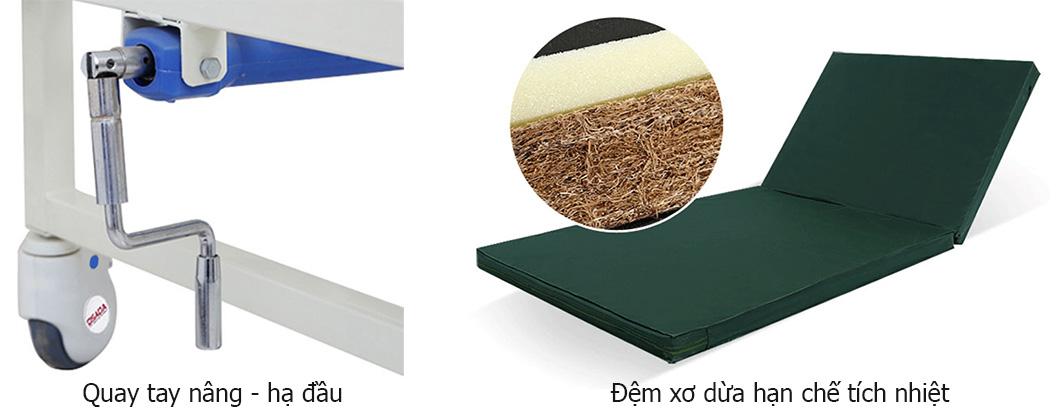 Giường bệnh nhân GBN11 đệm xơ dừa thoáng khí