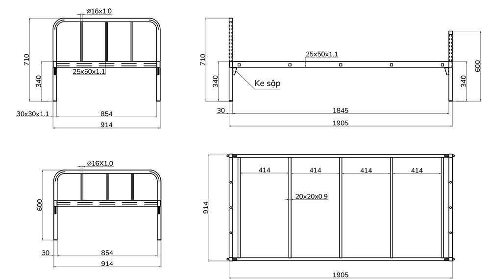 Giường GC6 thông số kỹ thuật