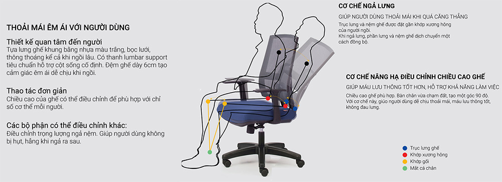 Ghế M1084-03 giúp có tư thế ngồi chuẩn