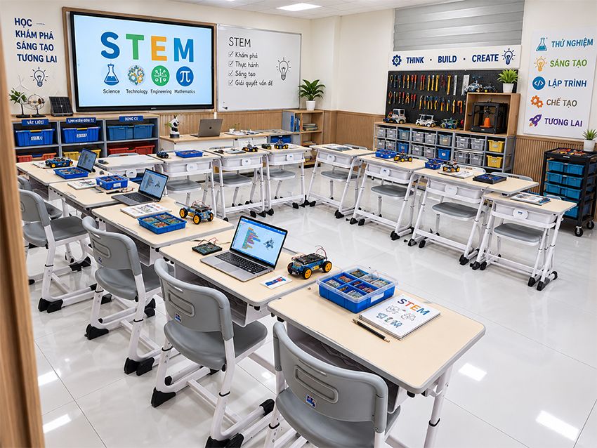 Bộ bàn ghế SET01 trang bị cho phòng học STEM