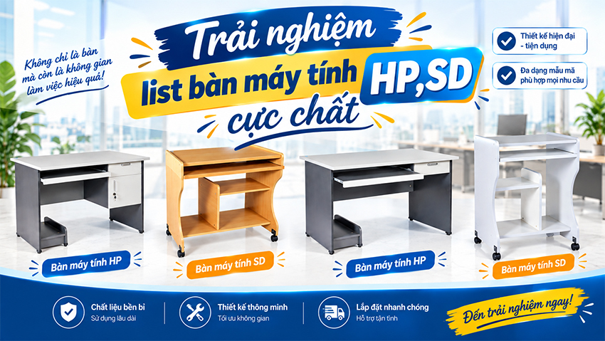 Top 5 mẫu bàn máy tính cực chất của nội thất Hòa Phát
