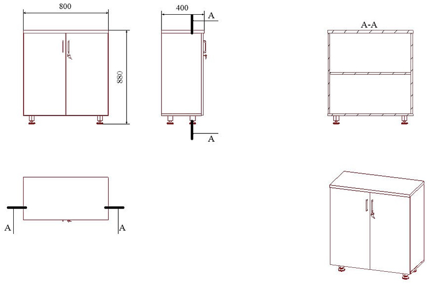 Chi tiết kích thước tủ BRI880D