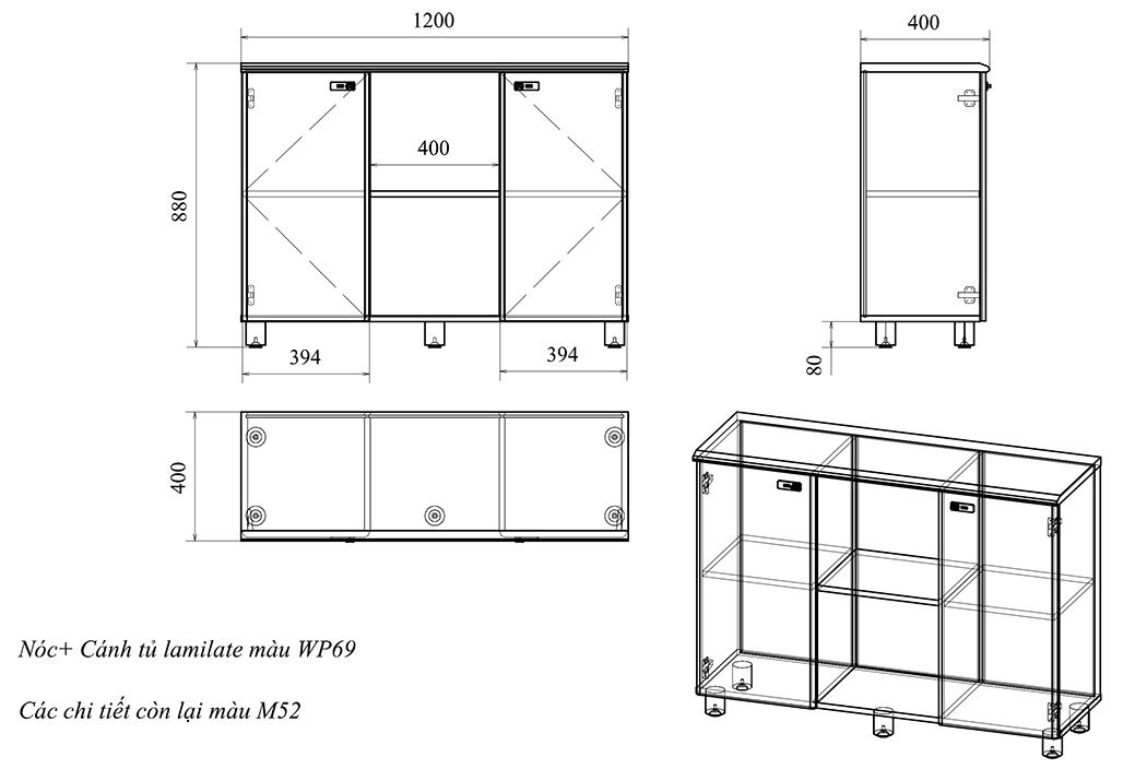 Bản vẽ chi tiết tủ NTV880-3T1