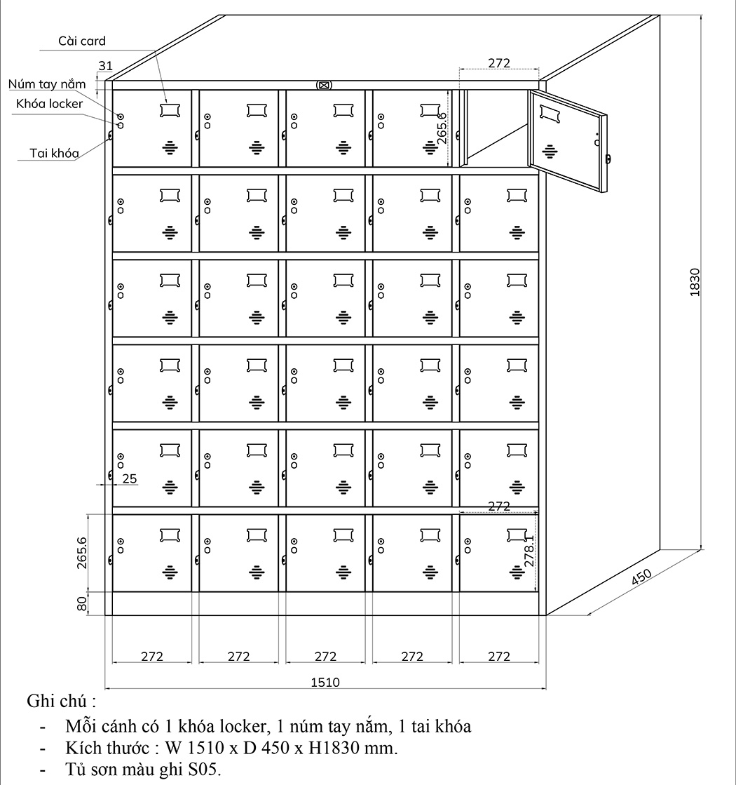 Bản vẽ chi tiết tủ TU986-5K