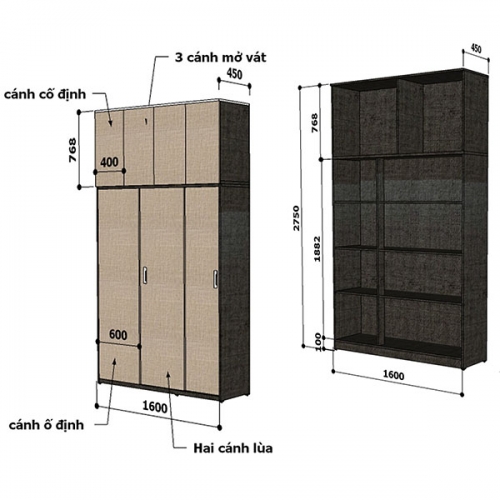 Tủ quần áo hàng mẫu
