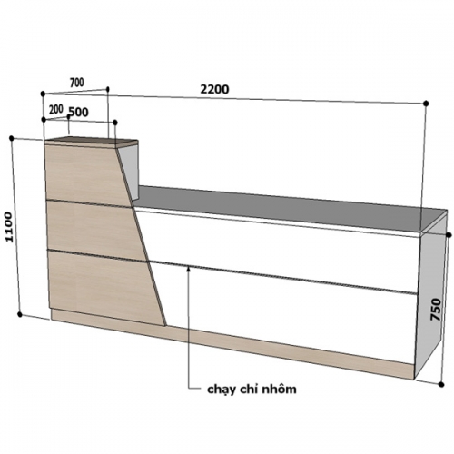 Quầy lễ tân QLT107 (2.2m)